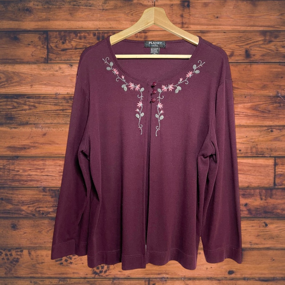 5 for $25🔥Planet‎ & Company Embroidered Maroon Cardigan XL